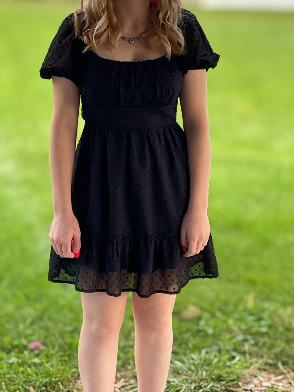 Altar'd State Elsie Puff Sleeve Swiss Dot Mini Dress